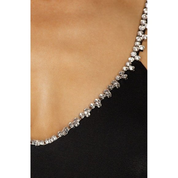 AREA Crystal Strap Camisole Catsuit Black Jumpsuit Party Crystal - Picture 4 of 9